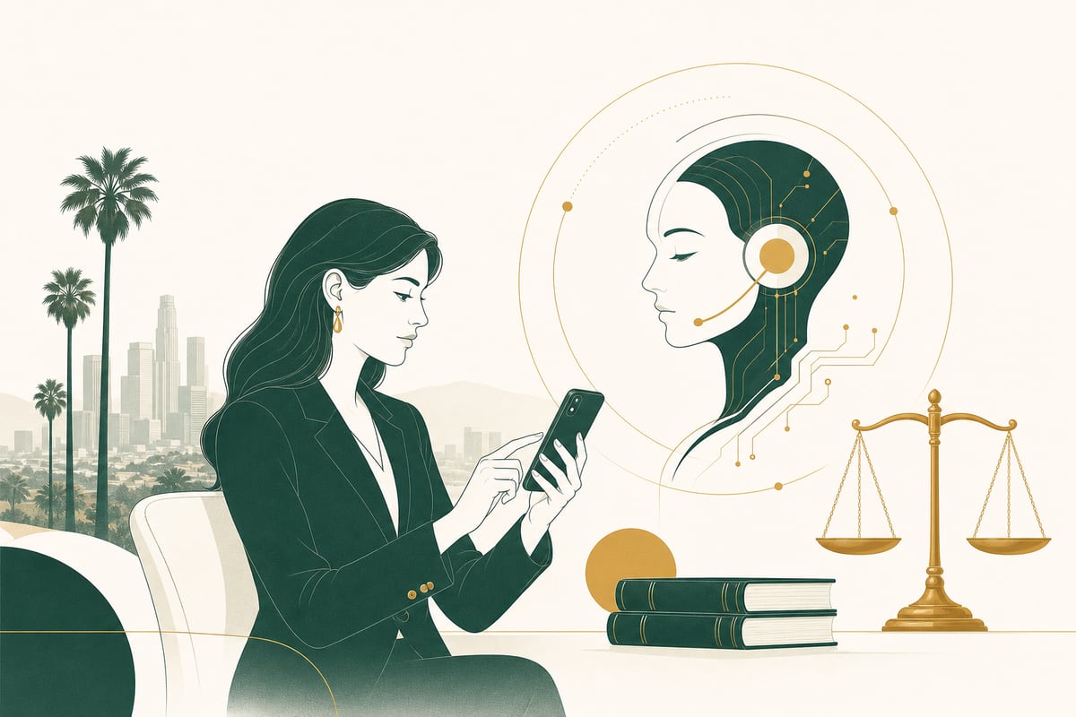 A law firm attorney reviewing missed calls while an AI receptionist dashboard handles after-hours bilingual intake